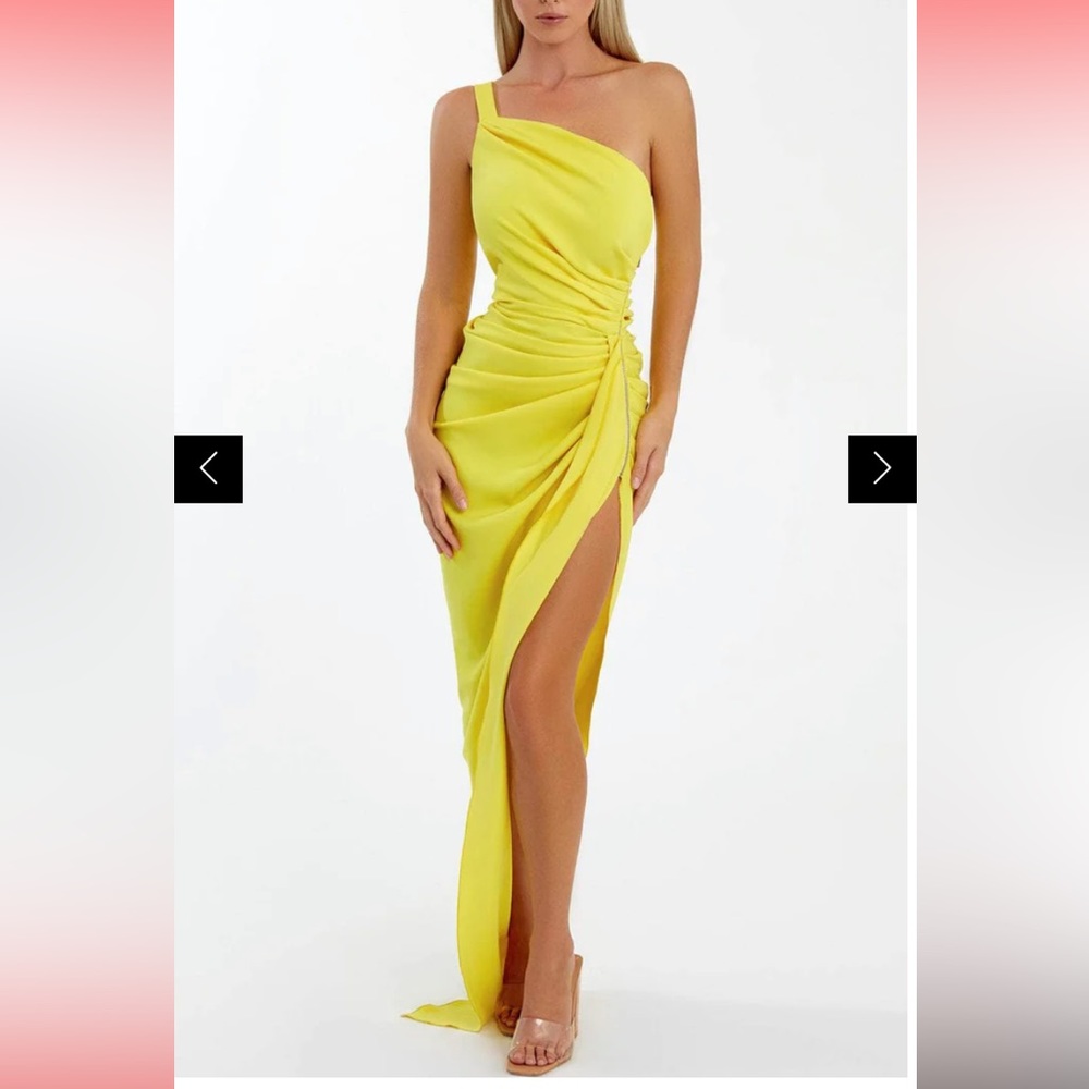 Nicole Bakti One Shoulder Ruched Royal Blue Dress